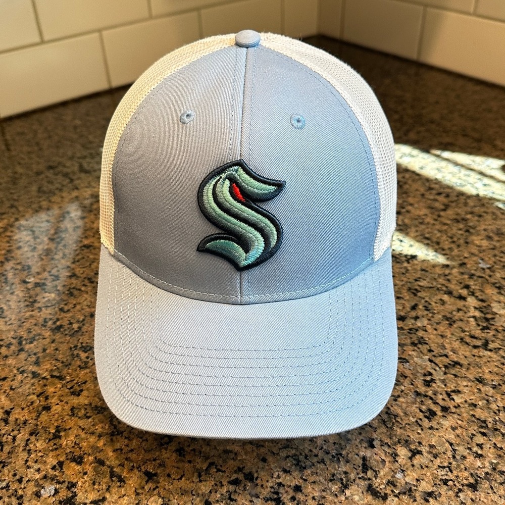 Seattle Kraken American Needle Trucker Hat Snapback Men's Light Blue Cream NHL